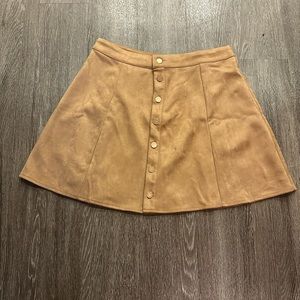 Faux suede a-line button down high waisted mini skirt